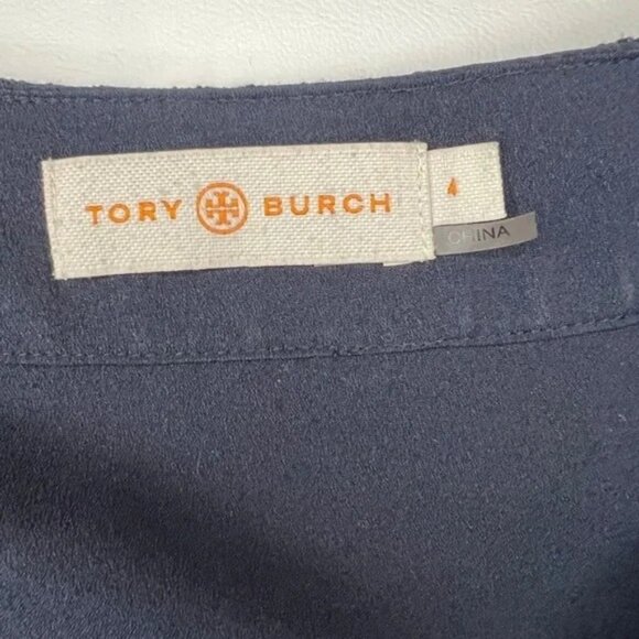 Tory Burch Ariana Navy Embroidered Tunic - Picture 4 of 7